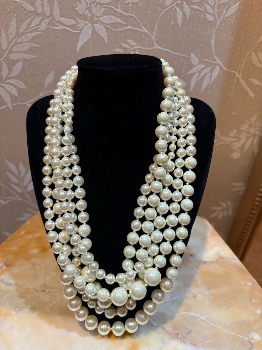 J. Crew  Vintage Style Jackie O Multi-Strand Graduated Faux Pearl Necklace